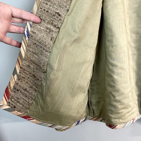 The Territory Ahead Jacket Women Medium Neutral Tan 100% Silk Textured Button Up - Picture 6 of 8